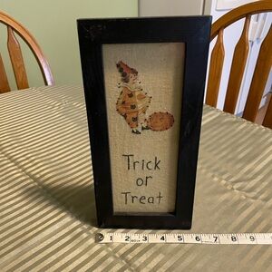 Halloween 'Trick or Treat' Framed Sign - Orange Black
